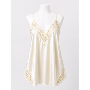 Vintage Gold Label Victoria Secret Babydoll Satin Lace Lingerie M Short